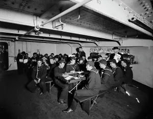 Trainee Prints: U.S.S. Brooklyn, apprentice boys at school, between 1896 and 1901. Creator: Unknown