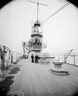 Dry Plate Negative Prints: U.S.S. Brooklyn, forecastle deck, between 1896 and 1901. Creator: Unknown