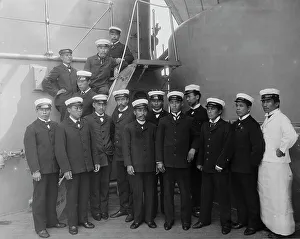 Americans Prints: U.S.S. Brooklyn, Japanese stewards, between 1896 and 1899. Creator: Unknown