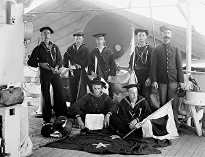 Signalling Prints: U.S.S. Brooklyn, signal party, between 1896 and 1899. Creator: Unknown