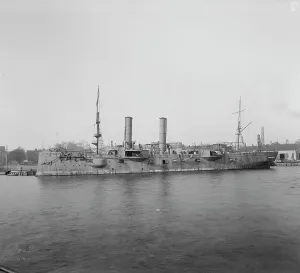 Navy Yard Prints: U.S.S. Chicago at Brooklyn Navy Yard, between 1890 and 1901. Creator: Unknown