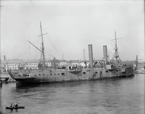 Navy Yard Prints: U.S.S. Chicago at Brooklyn Navy Yard, between 1890 and 1901. Creator: Unknown