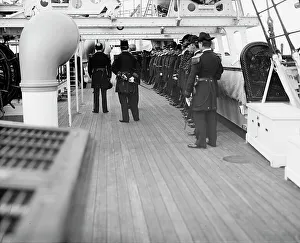 U.S.S. Chicago, receiving Admiral Schley, 1899. Creator: Unknown