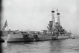 Dreadnought Prints: USS Delaware, between c1910 and c1915. Creator: Bain News Service