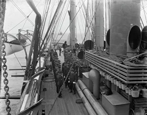 Rigging Prints: U.S.S. Hartford, inspection, looking aft