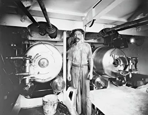 William Cramp And Sons Prints: U.S.S. Indiana, 13 inch guns, forward turret, between 1895 and 1901. Creator: Unknown