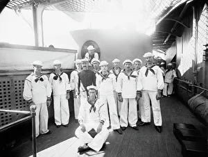 Seaman Prints: U.S.S. Indiana, group of seamen, between 1895 and 1901. Creator: William H. Jackson