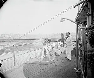 Pre Dreadnought Prints: U.S.S. Iowa, 6 pounder, ca 1898. Creator: Unknown