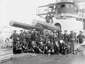 Hart Edward H Prints: U.S.S. Iowa, group under 12-inch guns, (1898?). Creator: Edward H Hart