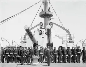 Us Marines Prints: U.S.S. Kentucky, Marine guard, 1900 or 1901. Creator: Unknown