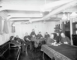 Dry Plate Negative Prints: U.S.S. Maine ward room officers, 1896, 1896. Creator: Unknown