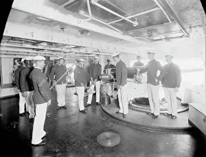 Crewmen Prints: U.S.S. Massachusetts, 6 inch gun and crew, between 1896 and 1901. Creator: Unknown
