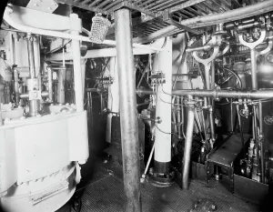 U.S.S. Massachusetts, engine room, between 1896 and 1901. Creator: Unknown