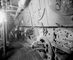 Pre Dreadnought Prints: U.S.S. Massachusetts, fire room, between 1896 and 1901. Creator: Unknown