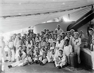 Crewmen Prints: U.S.S. Massachusetts, group of sailors, between 1896 and 1901. Creator: Unknown