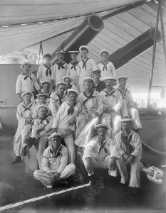 Crewmen Prints: U.S.S. Massachusetts, group of sailors, 1894. Creator: Unknown