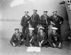 Pre Dreadnought Prints: U.S.S. Massachusetts, group of seamen, between 1896 and 1901. Creator: William H. Jackson