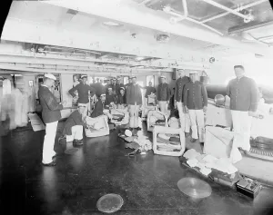 Pre Dreadnought Prints: U.S.S. Massachusetts, kit inspection, between 1896 and 1901. Creator: William H. Jackson