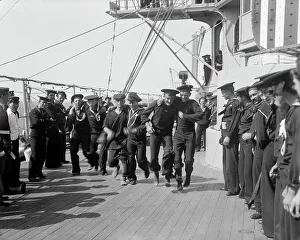 Crewmen Prints: U.S.S. New York, 3 legged race, anniversary of Santiago, 1899 July 3. Creator: Unknown