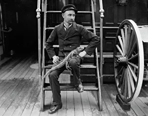 Hart Edward H Prints: U.S.S. New York, Admiral Sampson's steward and his pet
