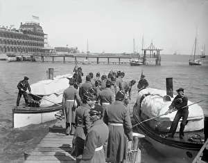 Hart Edward H Prints: U.S.S. New York, band going aboard at Hampton Roads