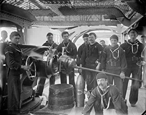 William Cramp And Sons Prints: U.S.S. New York, breech of 8 inch gun and crew