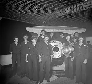 Dry Plate Negative Prints: U.S.S. New York, breech of 8 inch gun and crew, (1899?). Creator: Unknown