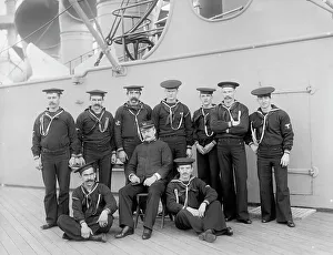 William Cramp And Sons Prints: U.S.S. New York, carpenter's gang, between 1893 and 1901. Creator: William H. Jackson