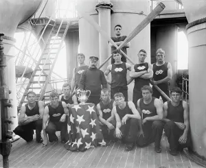 Regatta Prints: U.S.S. New York, a champion boat crew, between 1893 and 1901. Creator: William H. Jackson