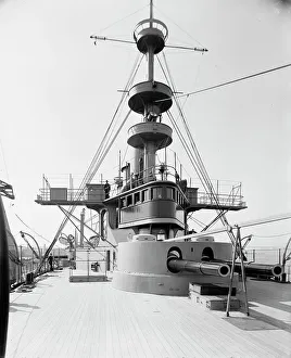 Crows Nest Prints: U.S.S. New York, forward turret and bridge