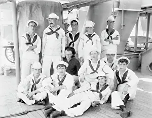 William Cramp And Sons Prints: U.S.S. New York, group of sailors, between 1893 and 1901. Creator: William H. Jackson