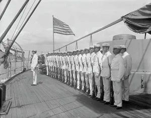 William Cramp And Sons Prints: U.S.S. New York, marine guard, between 1893 and 1901. Creator: William H. Jackson