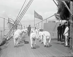 William Cramp And Sons Prints: U.S.S. New York, morning exercise, between 1893 and 1901. Creator: William H. Jackson