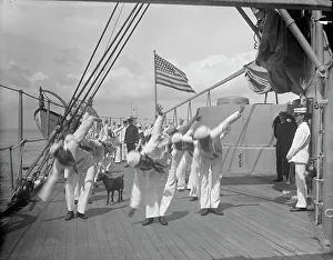 William Cramp And Sons Prints: U.S.S. New York, morning exercise, between 1893 and 1901. Creator: William H. Jackson