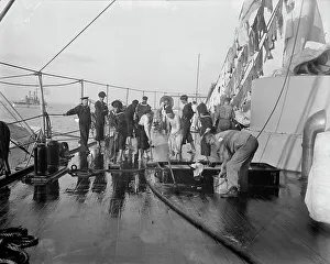 Cleaning Prints: U.S.S. New York, scrubbing down, between 1893 and 1901. Creator: William H. Jackson
