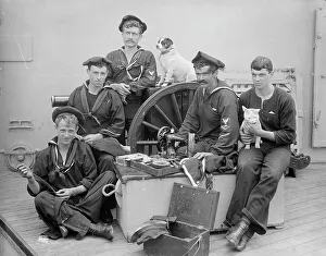 William Cramp And Sons Prints: U.S.S. New York, ship's tailor, between 1893 and 1901. Creator: William H. Jackson
