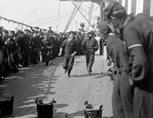 Potatoes Prints: U.S.S. New York, spud race, anniversary of Santiago, 1899 July 3. Creator: Unknown
