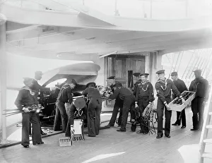 Crewmen Prints: U.S.S. Newark, 6 in. gun and crew, between 1891 and 1901. Creator: Unknown