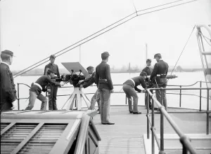 Crewmen Prints: U.S.S. Newark, machine guns, between 1891 and 1901. Creator: Unknown