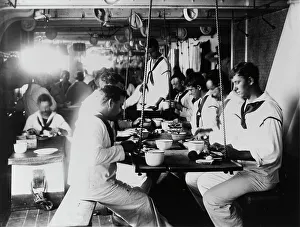 U.S.S. Olympia - crew's mess, 1899. Creator: Frances Benjamin Johnston
