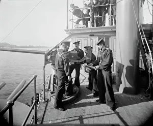 Crewmen Prints: U.S.S. Oregon, 6-pounder and crew, between 1896 and 1901. Creator: Unknown