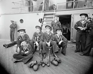 Sports Equipment Prints: U.S.S. Oregon, the athletes, between 1896 and 1901. Creator: Unknown