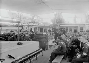 Dry Plate Negative Prints: U.S.S. Richmond, church services, between 1890 and 1901. Creator: Unknown