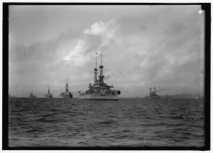 Uss Wyoming Leading Battleships In Hampton Roads, 1917, between 1914 and 1918. Creator: Harris & Ewing. Uss Wyoming Leading Battleships In Hampton Roads, 1917, between 1914 and 1918. Creator: Harris & Ewing