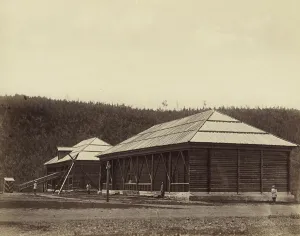 Labour Camp Prints: Ust'-Kara Prison Storehouses, 1891. Creator: Aleksei Kuznetsov