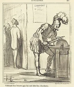Machine Prints: Utilisant les loisirs que lui ont faits les elections, 1869. Creator: Honore Daumier