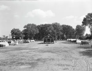 Resettlement Prints: Utility unit and camp sites, Marysville camp for migrants