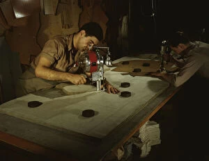 Manufacturing Gallery: The utmost precision is required of these operators who are cutting... Manchester, Conn. 1942
