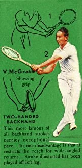 Demonstrating Gallery: V. McGrath - Two-Handed Backhand, c1935. Creator: Unknown