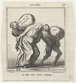 Weight Prints: Va t-elle etre assez soulagee!, 1870. Creator: Honore Daumier
